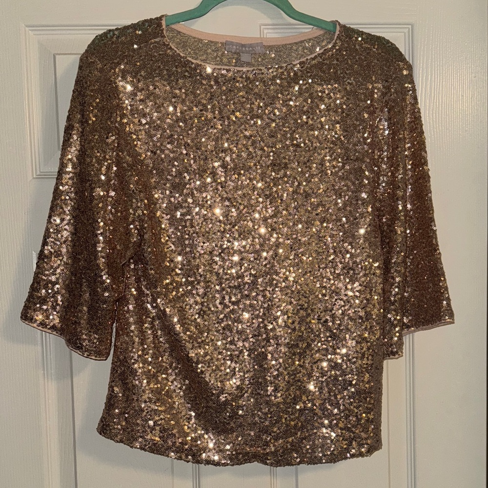 Chelsea28 Gold Sequin Blouse